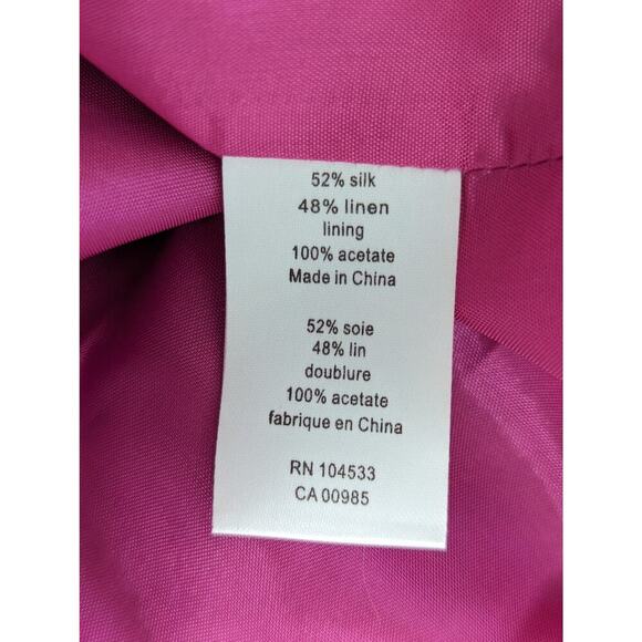 NANETTE LEPORE! SILK & LINEN! FUSCHIA PINK, ORANGE SEQUINNED, RUFFLE DRESS!SZ 8 - Picture 6 of 8